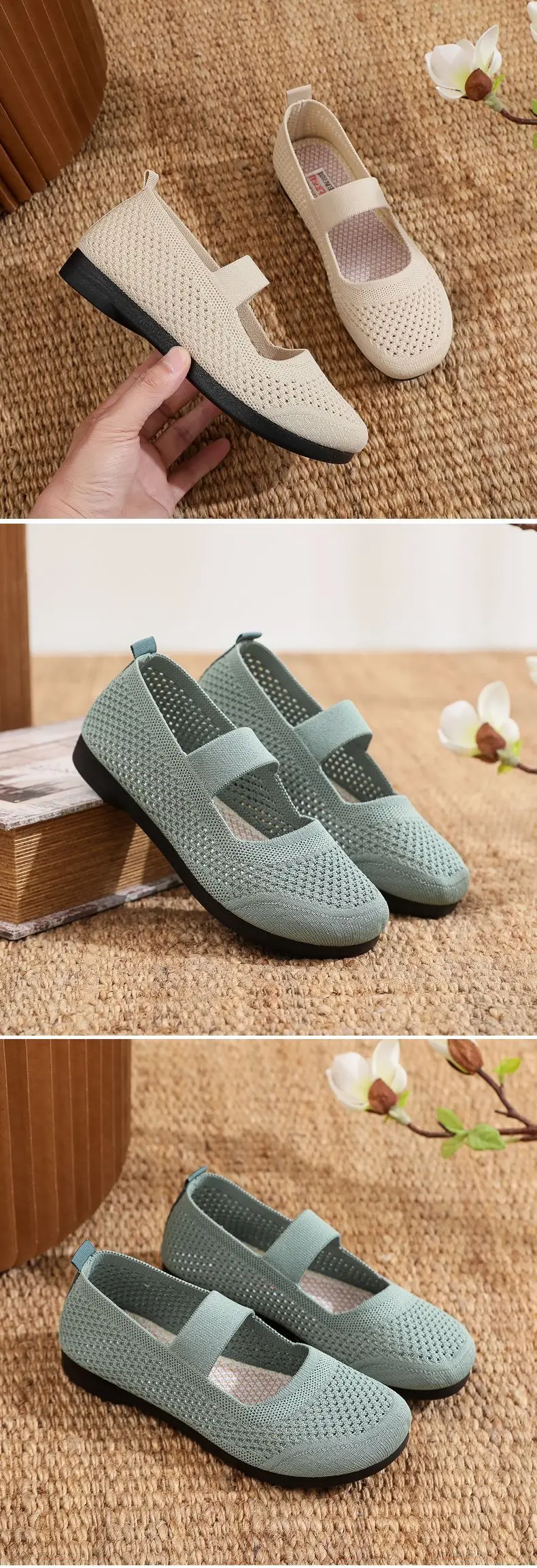 Spring and Summer New Breathable Mesh Shoes Old Beijing Cloth Shoes Women's Soft Sole Comfortable Mother Shoes Hollow Flat Casual Shoes — feature 8