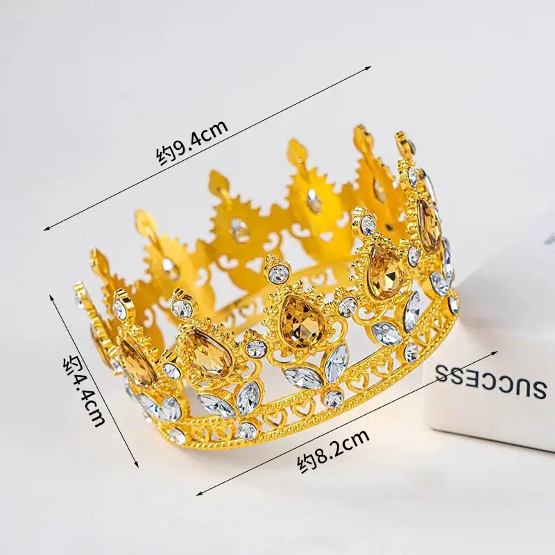 Golden Cross Border Crown Crown for Wedding Party Decoration — feature 15
