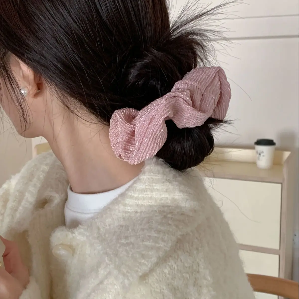 Simple Pleated Hair Ring Ponytail Headdress Solid Color - Image 6