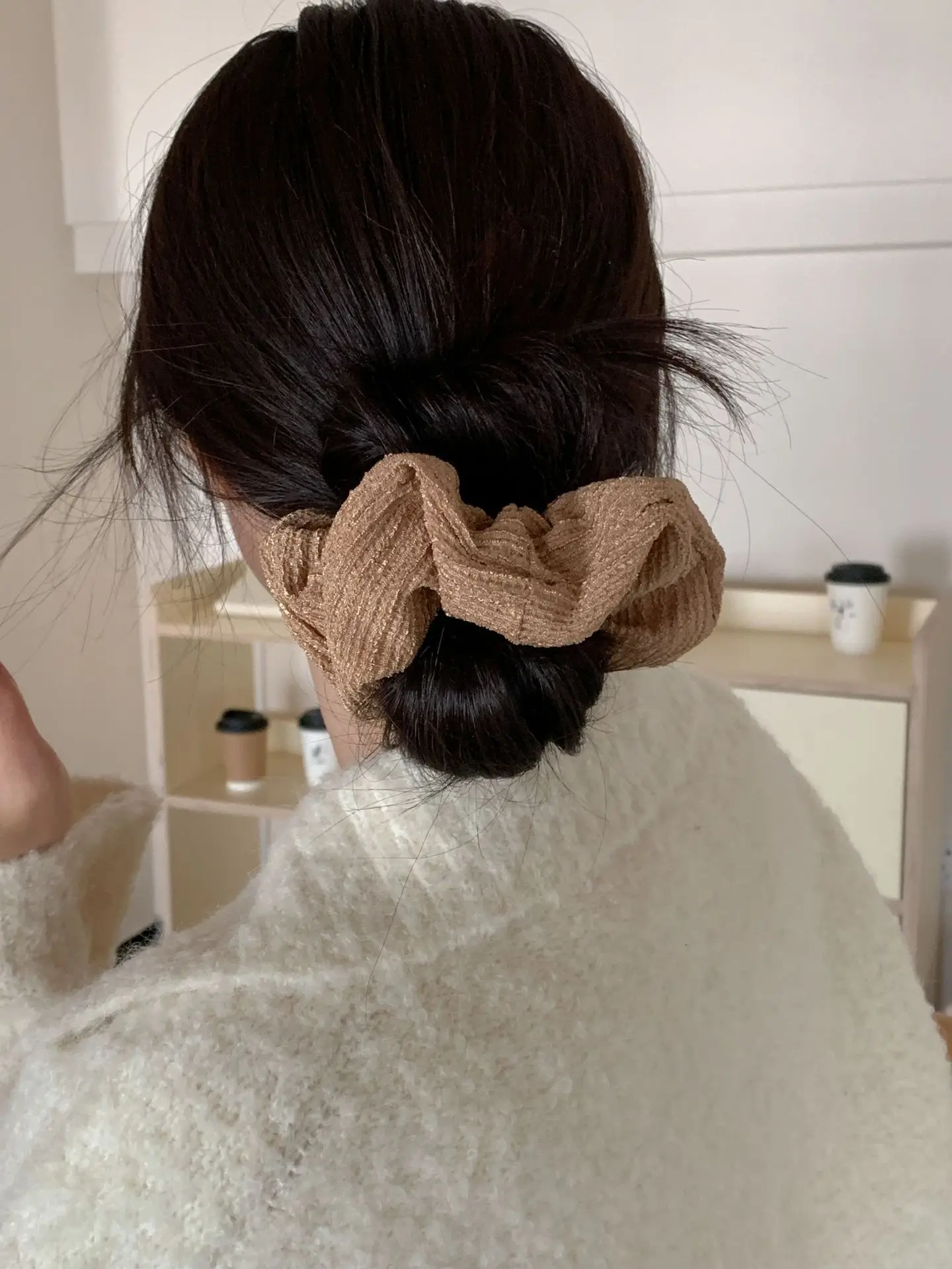 Simple Pleated Hair Ring Ponytail Headdress Solid Color — feature 6