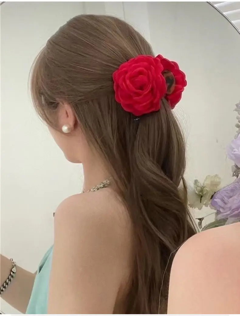 Pink Rose Hair Clip for Girls & Women — feature 11