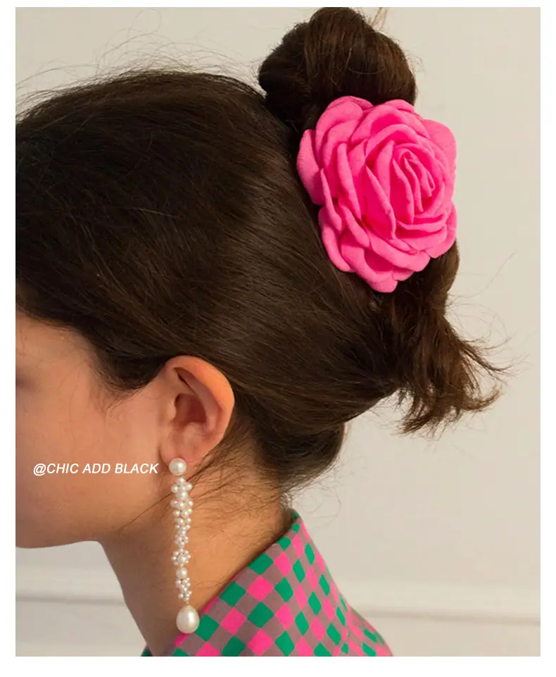 Pink Rose Hair Clip for Girls & Women — feature 9