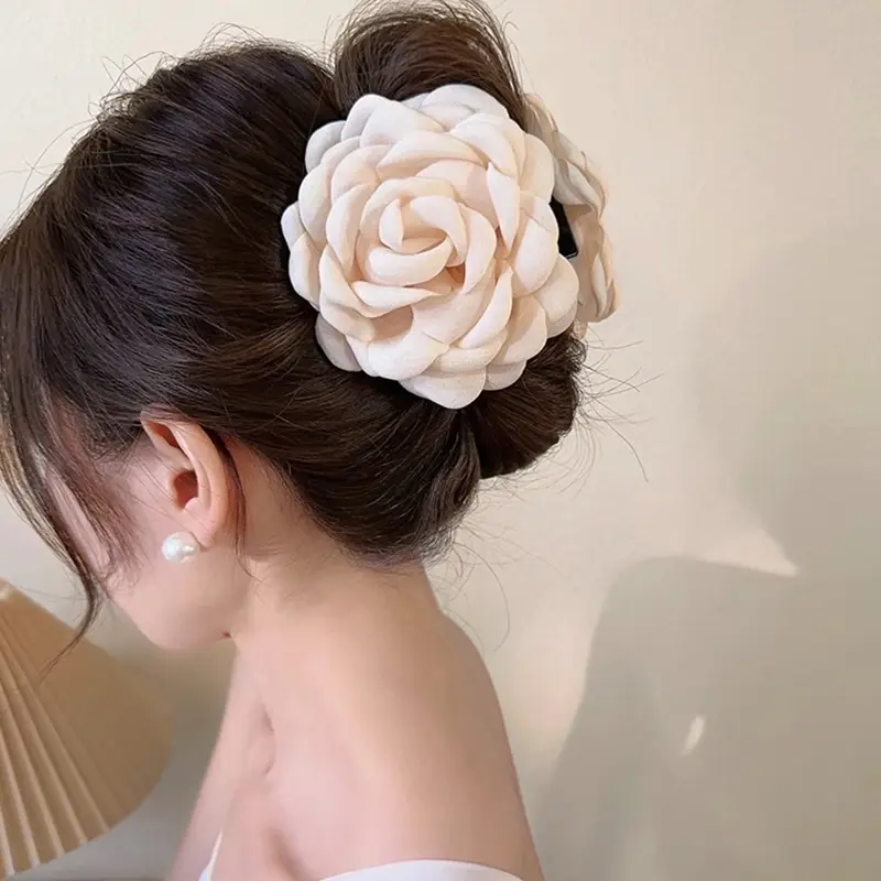 Pink Rose Hair Clip for Girls & Women