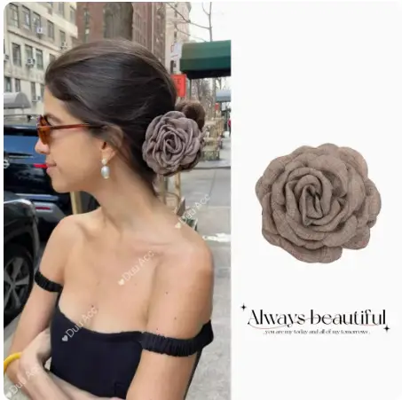 Pink Rose Hair Clip for Girls & Women
