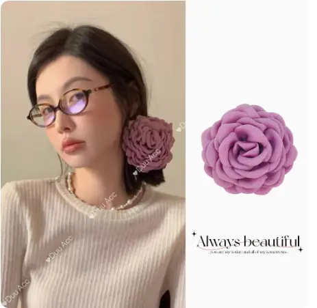Pink Rose Hair Clip for Girls & Women