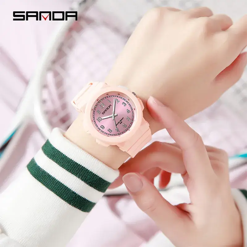 Sanda Black Waterproof Quartz Watch for Men Women