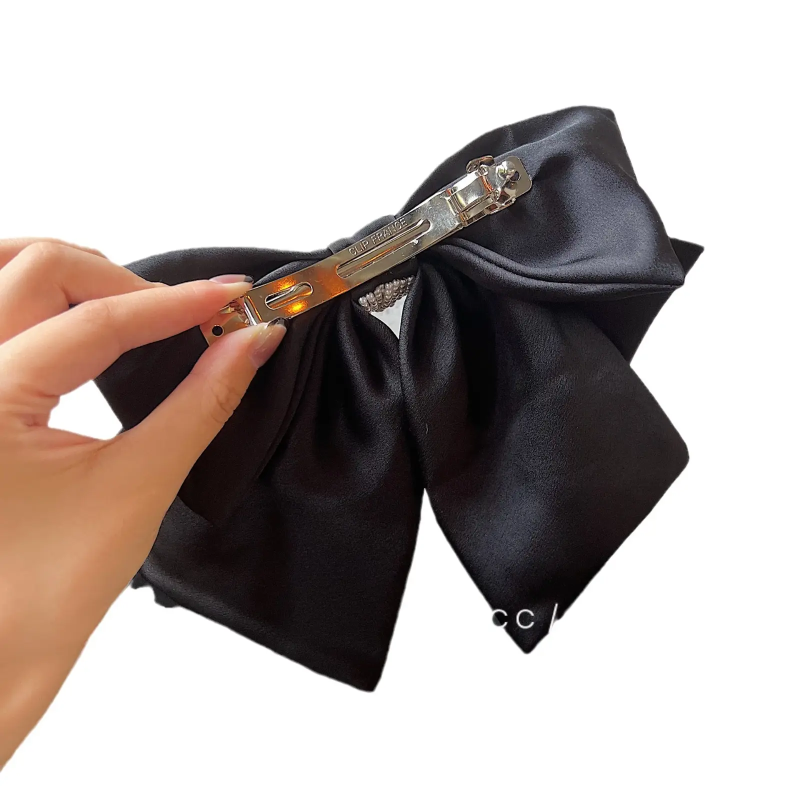 Black Korean Style Face Hairpin with Bow Clip - Image 7