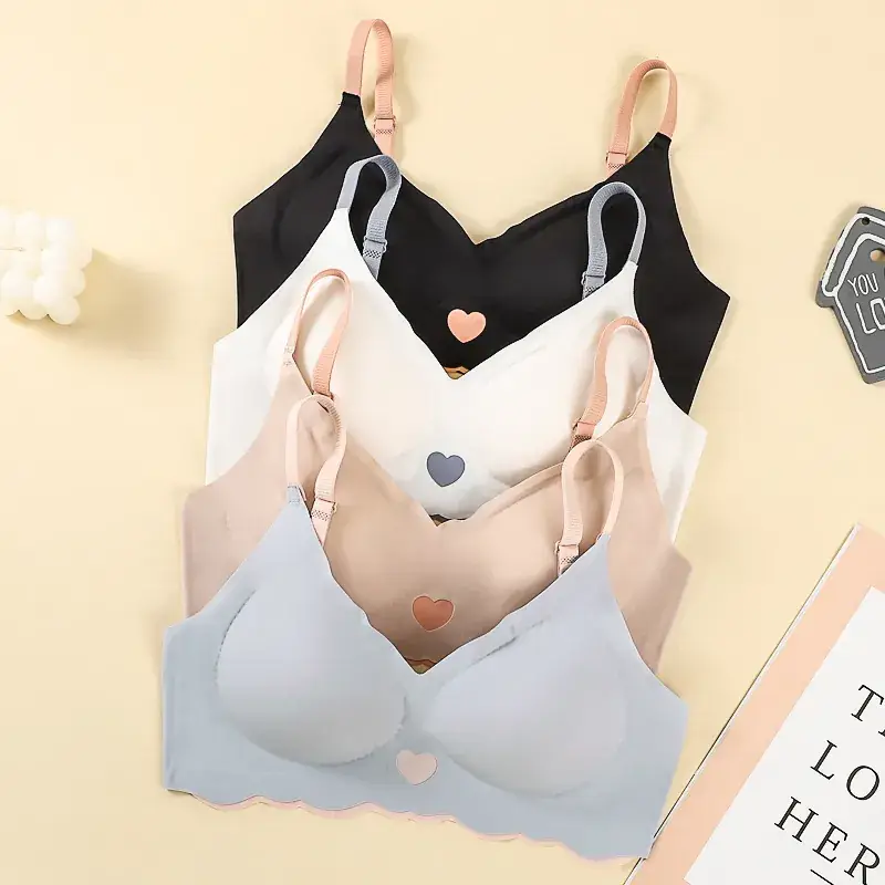 Traceless Ice Silk Women's Bra with Heart Design - Image 8