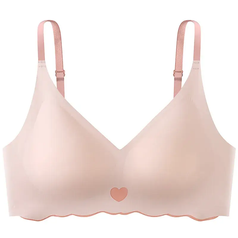 Traceless Ice Silk Women's Bra with Heart Design - Image 2