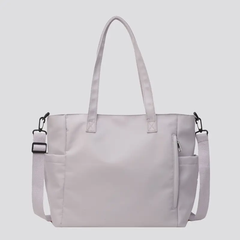 Waterproof Nylon Shoulder Bag Large Capacity Light Grey - Image 5
