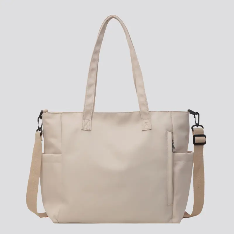Waterproof Nylon Shoulder Bag Large Capacity Light Grey - Image 6