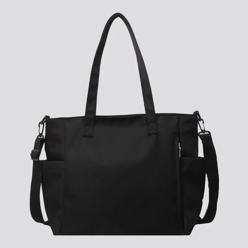 Waterproof Nylon Shoulder Bag Large Capacity Light Grey - Image 8