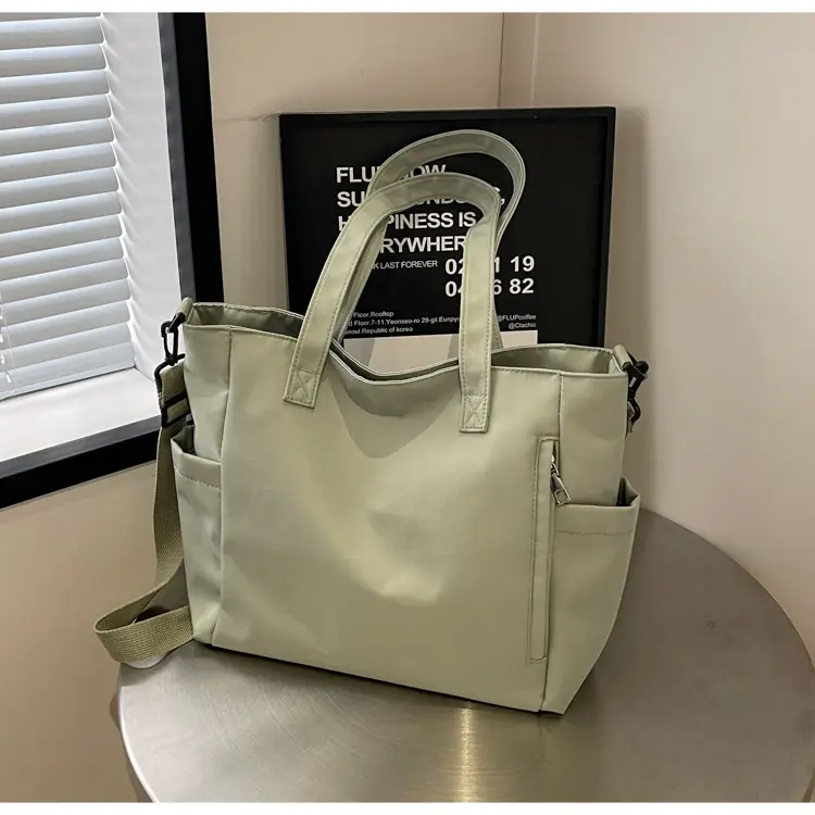 Waterproof Nylon Shoulder Bag Large Capacity Light Grey — feature 22