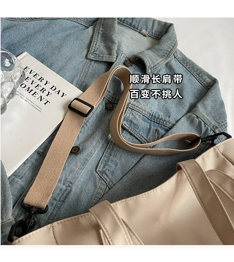 Waterproof Nylon Shoulder Bag Large Capacity Light Grey — feature 3