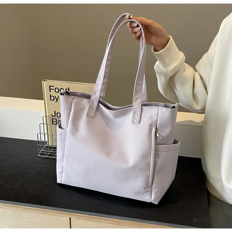 Waterproof Nylon Shoulder Bag Large Capacity Light Grey — feature 33