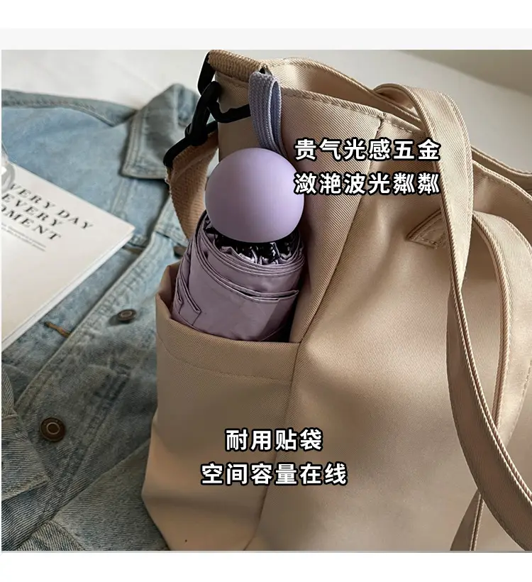 Waterproof Nylon Shoulder Bag Large Capacity Light Grey — feature 4