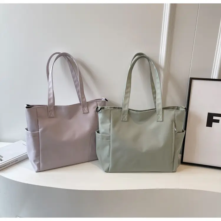 Waterproof Nylon Shoulder Bag Large Capacity Light Grey — feature 48