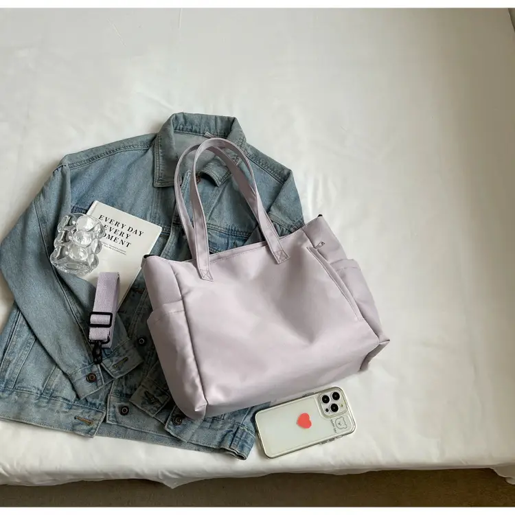 Waterproof Nylon Shoulder Bag Large Capacity Light Grey — feature 49