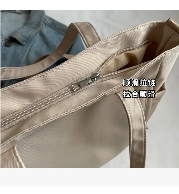 Waterproof Nylon Shoulder Bag Large Capacity Light Grey — feature 5