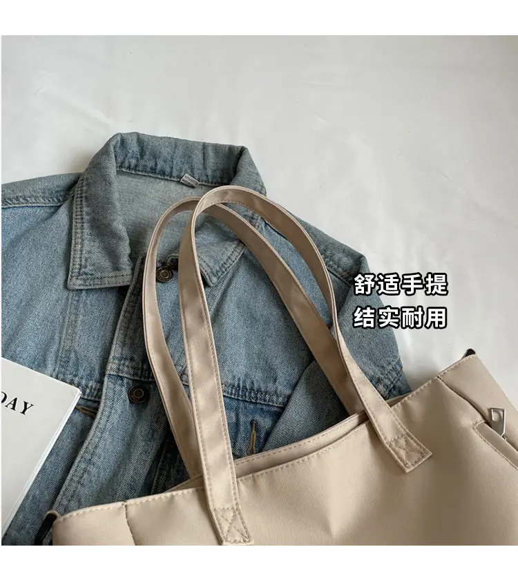 Waterproof Nylon Shoulder Bag Large Capacity Light Grey — feature 6