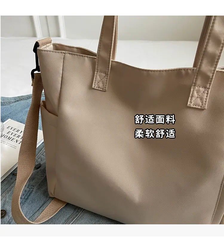 Waterproof Nylon Shoulder Bag Large Capacity Light Grey — feature 7