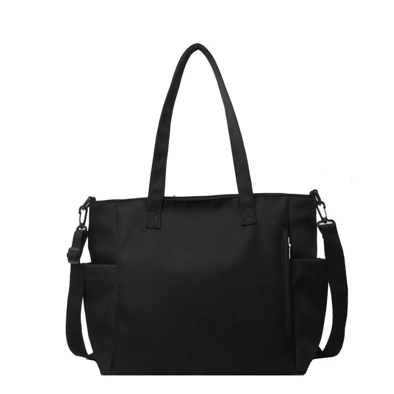 Waterproof Nylon Shoulder Bag Large Capacity Light Grey - Image 2