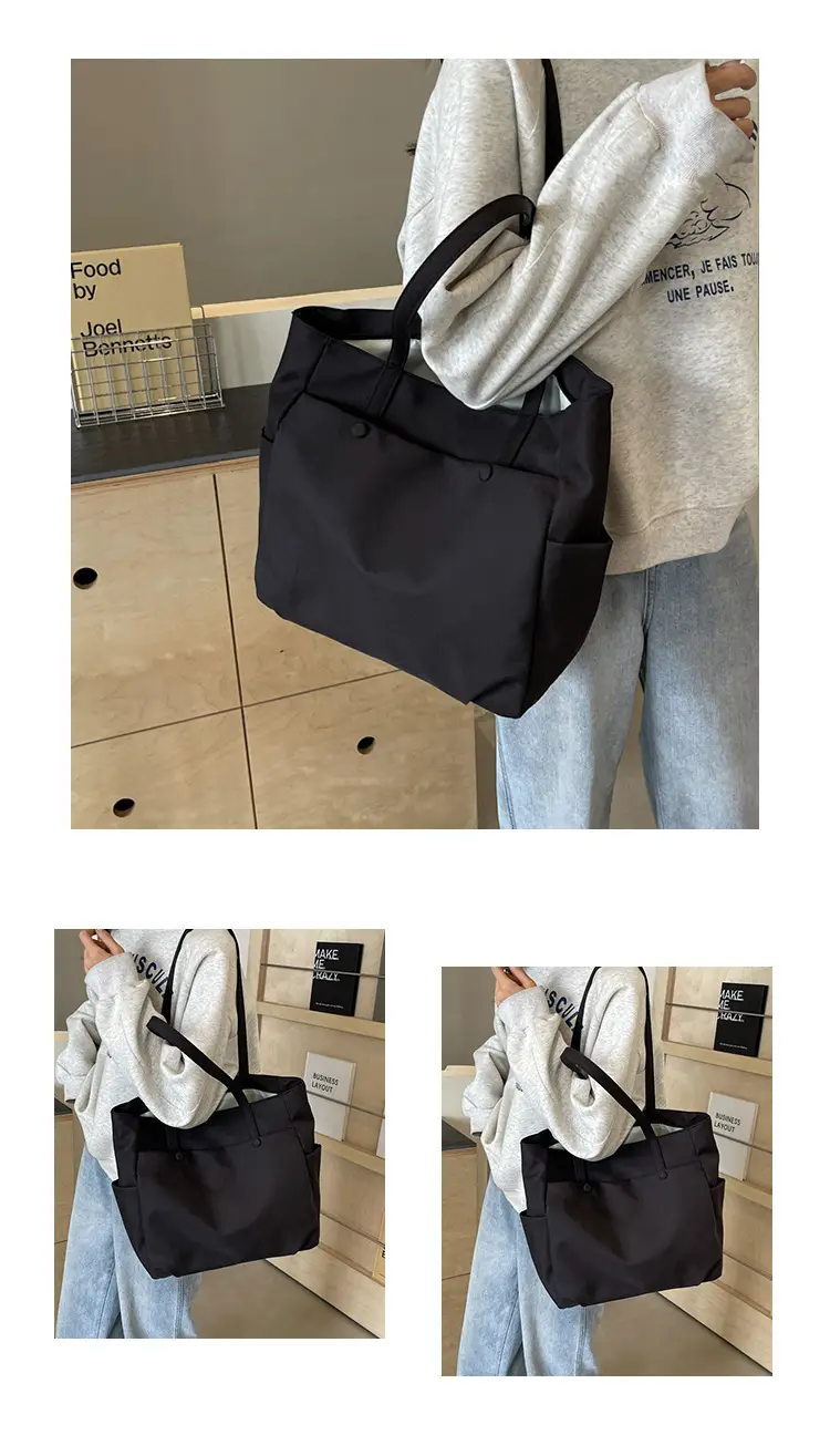 Black Nylon Shoulder Bag for Women Urban Travel — feature 11