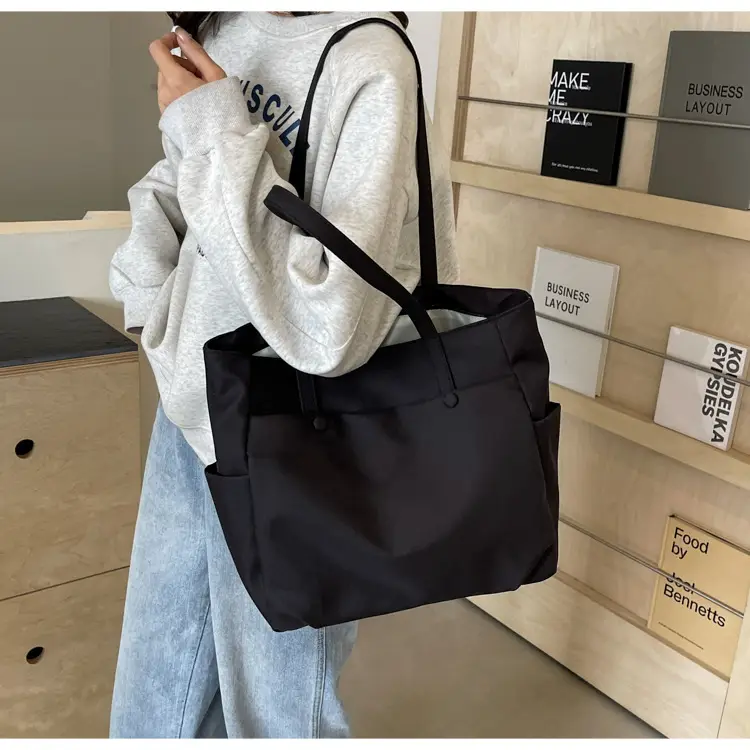 Black Nylon Shoulder Bag for Women Urban Travel — feature 47