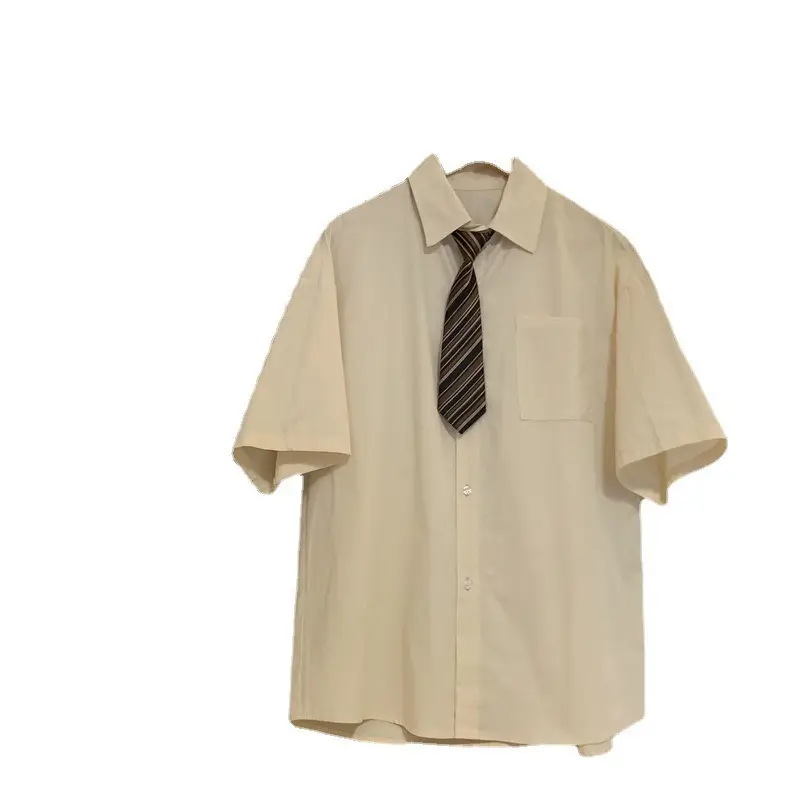 Men's Short Sleeve Tie-Dyed Work Shirt Summer College Style