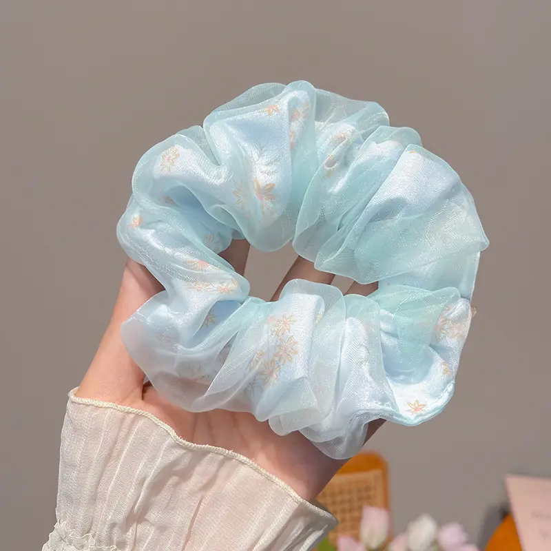 Rose Gold Embroidered Hair Scrunchie for Women - Image 3