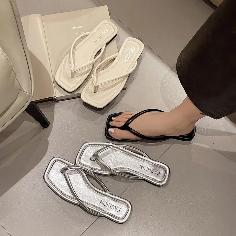Internet Celebrity Flip-Flop Boots Women's Summer Outwear Fashion 2024 New Arrival Flip-Flop Sandals Flat Beach Shoes