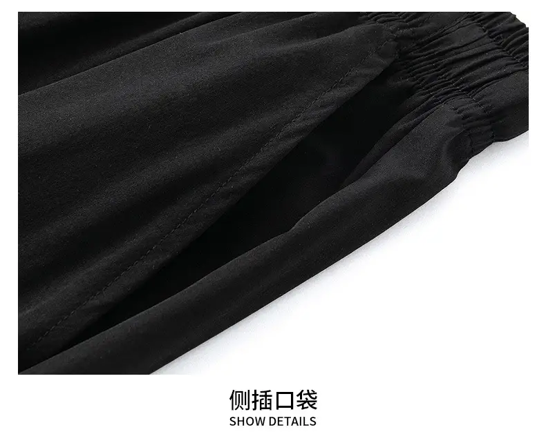 Men's Black Ice Silk Wide Leg Pants Hanging Sense — feature 19