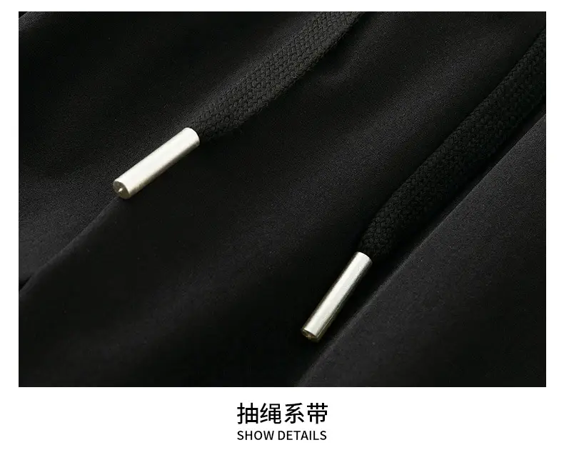 Men's Black Ice Silk Wide Leg Pants Hanging Sense — feature 20