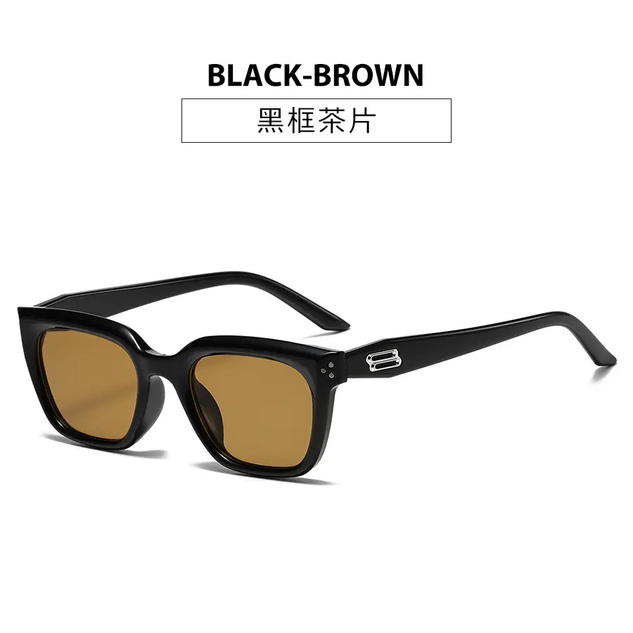Women Anti-Uv Sunglasses Black Blue Square Frame - Image 2