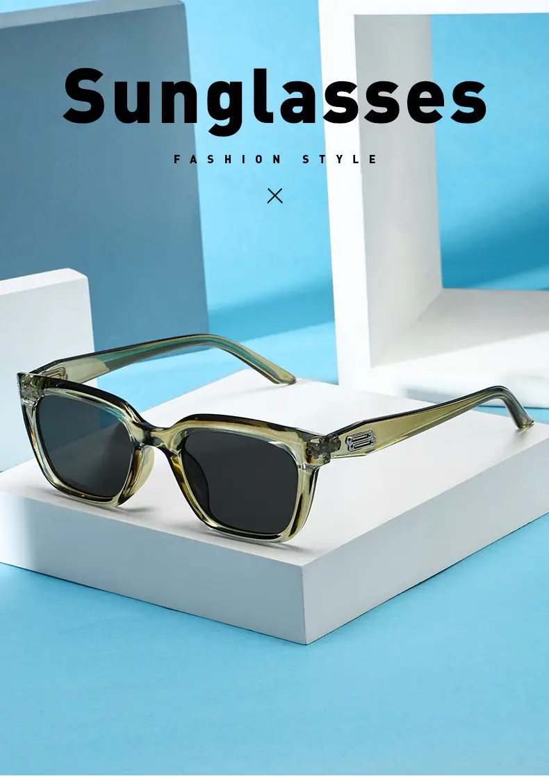 Women Anti-Uv Sunglasses Black Blue Square Frame β feature 1