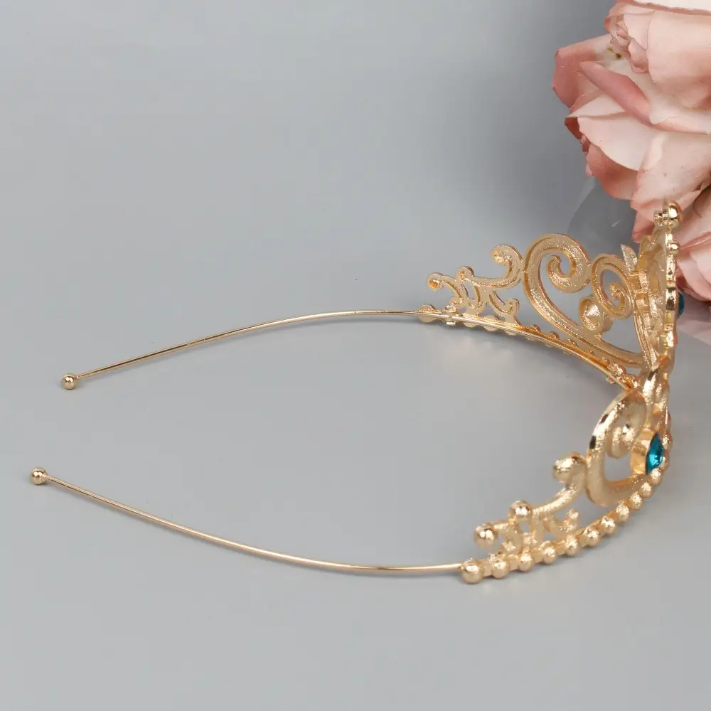 Gold Rose Crown Hairpin with Pink Crystal Accents — feature 8