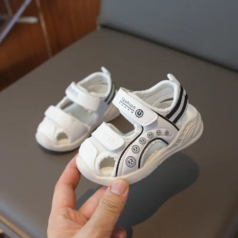 Women Mesh Sandals White Pink Adjustable Velcro
