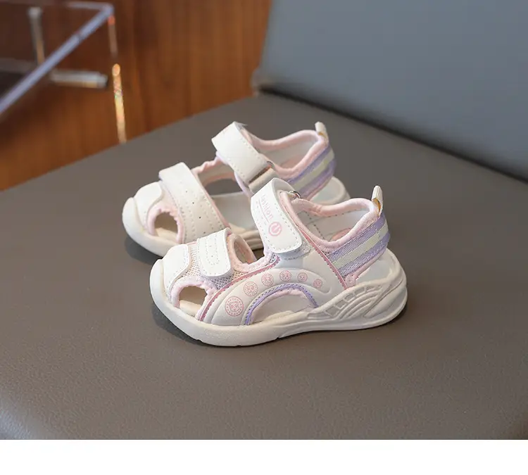Women Mesh Sandals White Pink Adjustable Velcro — feature 10