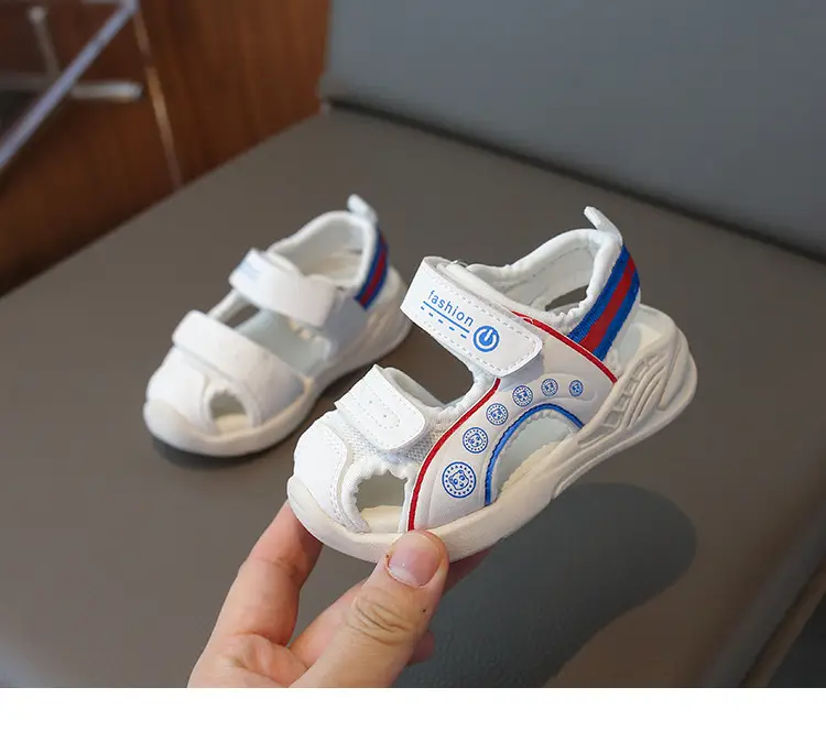 Women Mesh Sandals White Pink Adjustable Velcro — feature 12