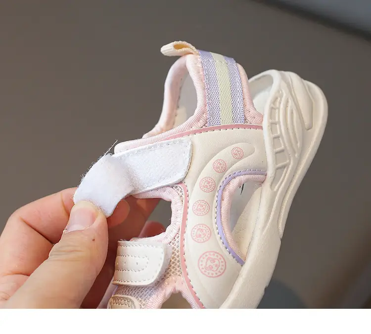 Women Mesh Sandals White Pink Adjustable Velcro — feature 19