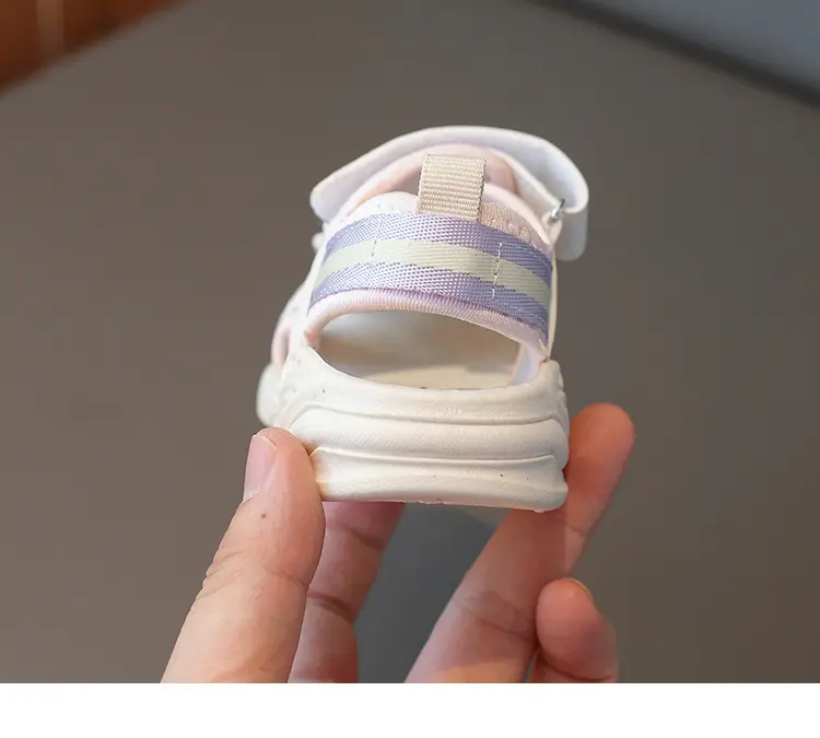 Women Mesh Sandals White Pink Adjustable Velcro — feature 21