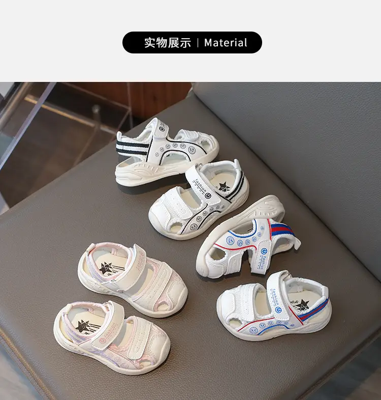 Women Mesh Sandals White Pink Adjustable Velcro — feature 5
