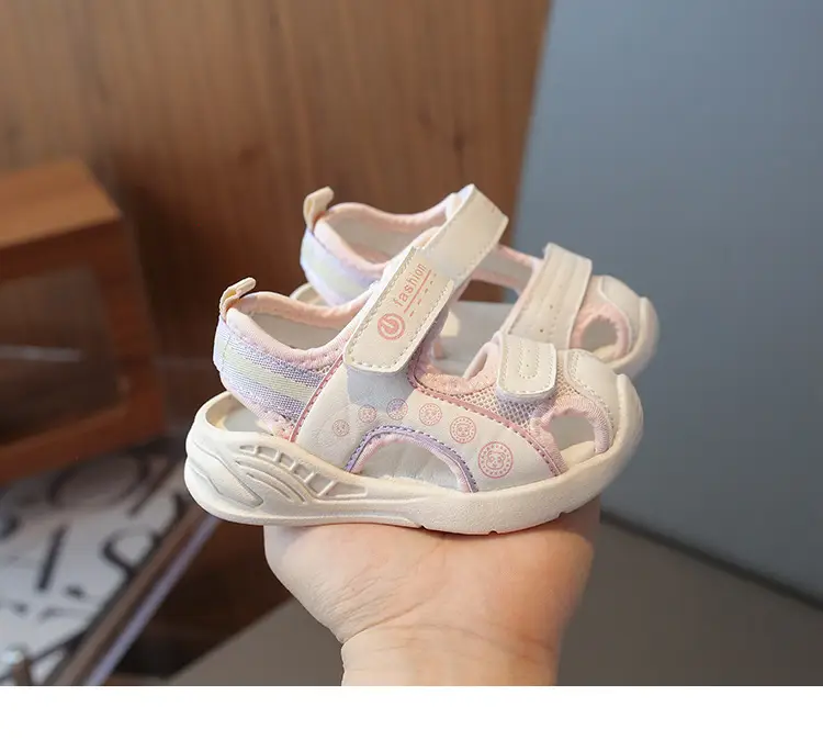 Women Mesh Sandals White Pink Adjustable Velcro — feature 8