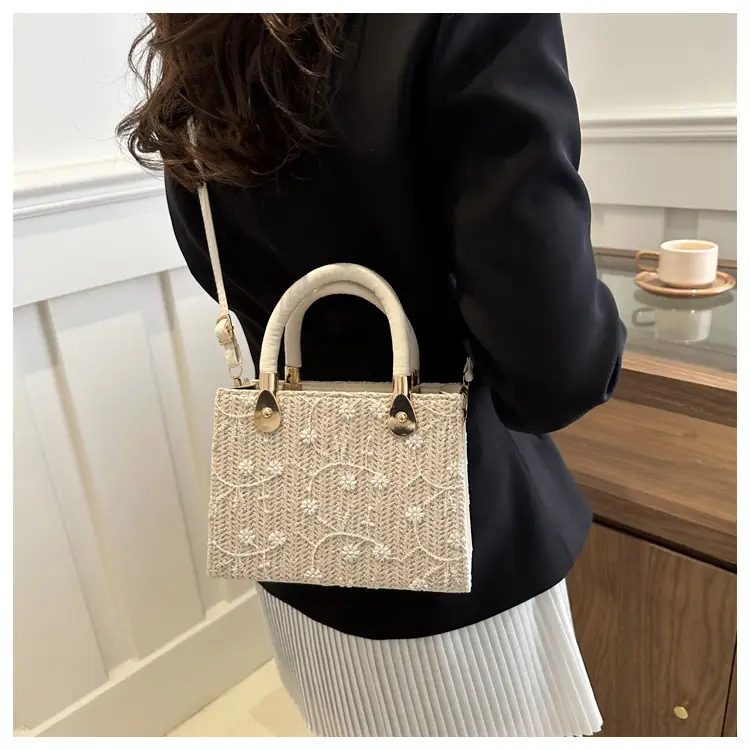 Korean Style Straw Handbag White 2024 Spring Summer — feature 13