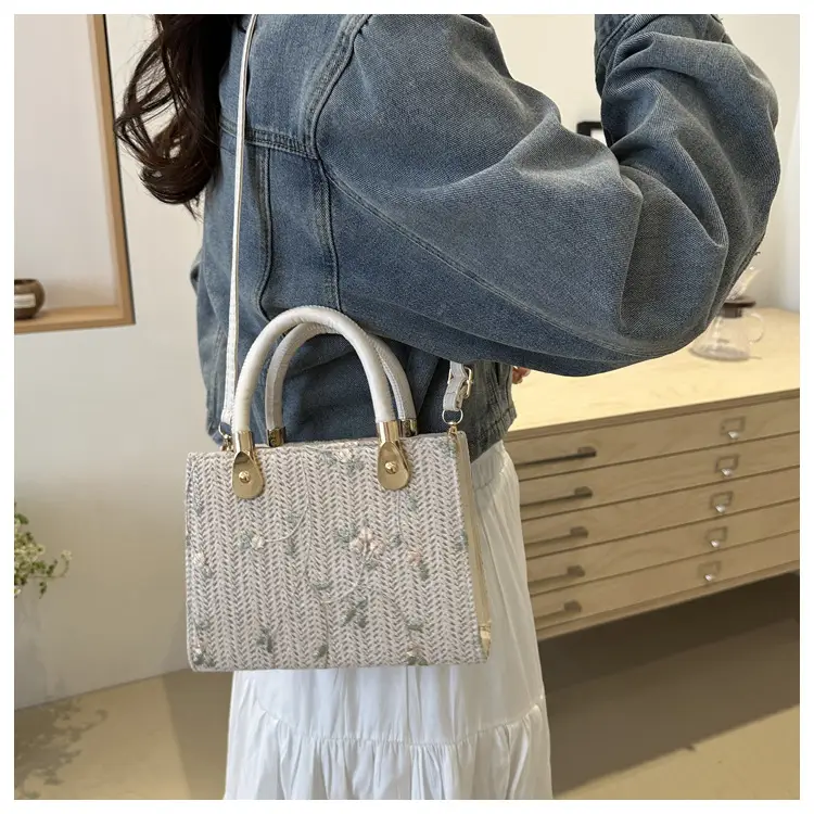 Korean Style Straw Handbag White 2024 Spring Summer — feature 14