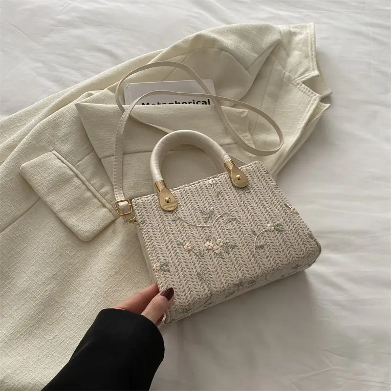 Korean Style Straw Handbag White 2024 Spring Summer - Image 2