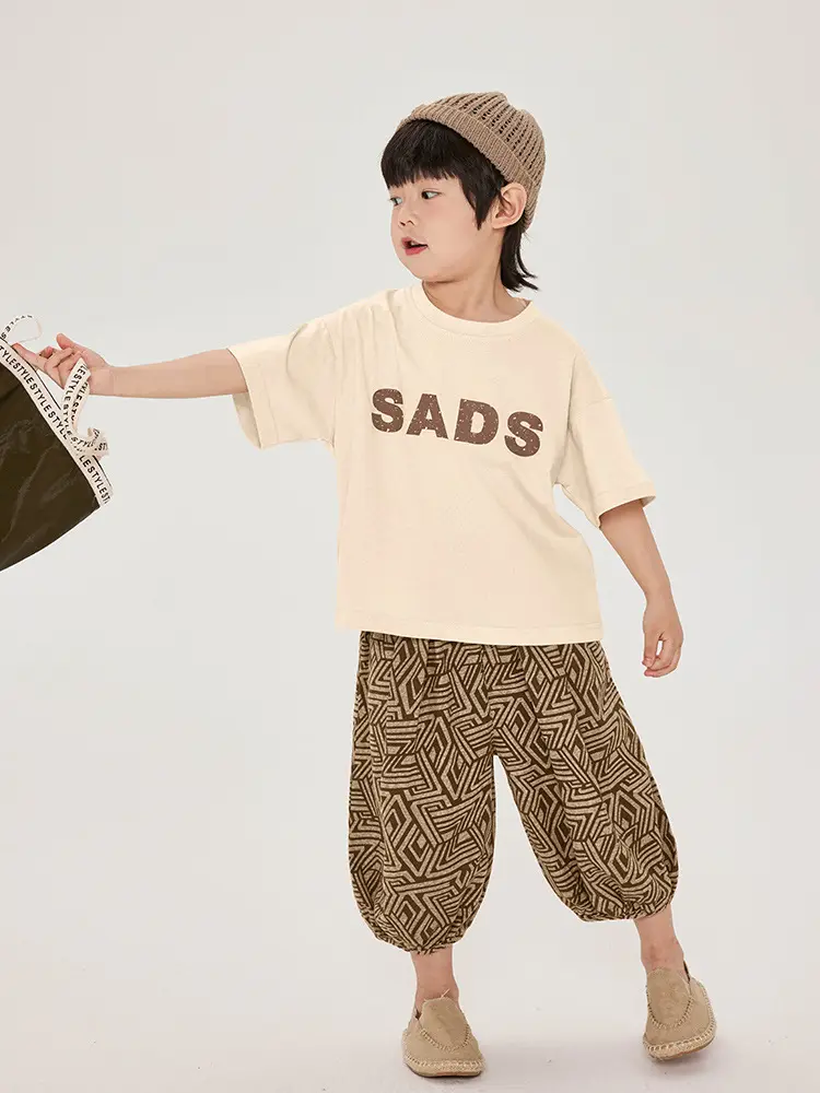 Kids Brown T-Shirt Short Sleeve Cotton Summer Wear