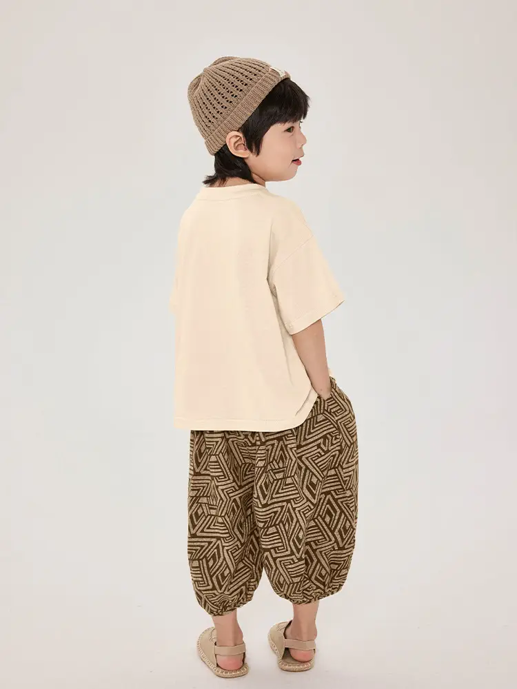 Kids Brown T-Shirt Short Sleeve Cotton Summer Wear