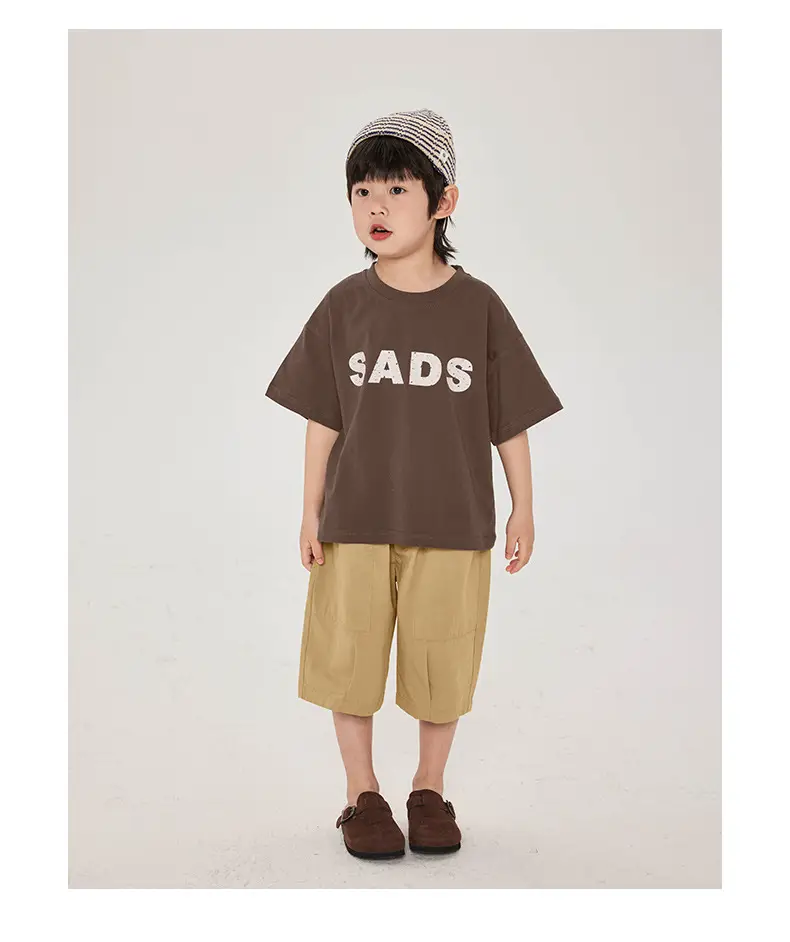 Kids Brown T-Shirt Short Sleeve Cotton Summer Wear — feature 13