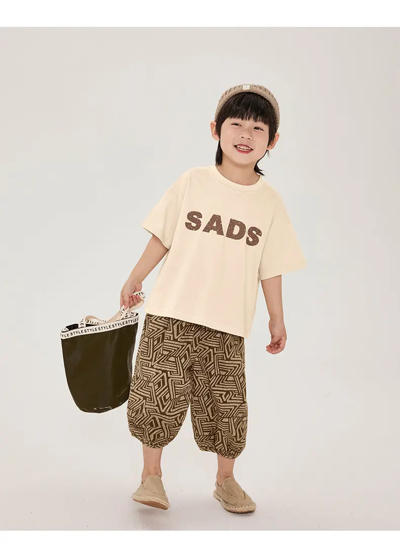 Kids Brown T-Shirt Short Sleeve Cotton Summer Wear — feature 16